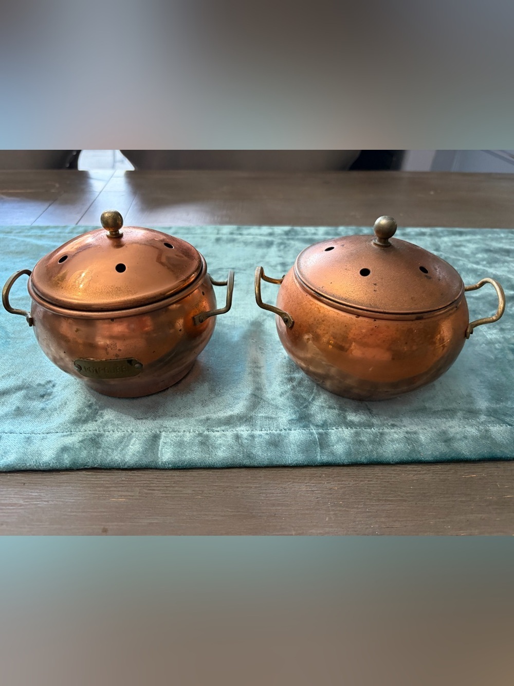 Copper Covered potporu Bowls with Handles - Copper Finish